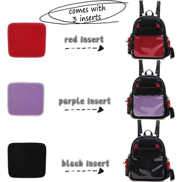 Gothic Ita Backpack with Pin Display and Inserts for Women Shoulder or Crossbody - Picture 3 of 9